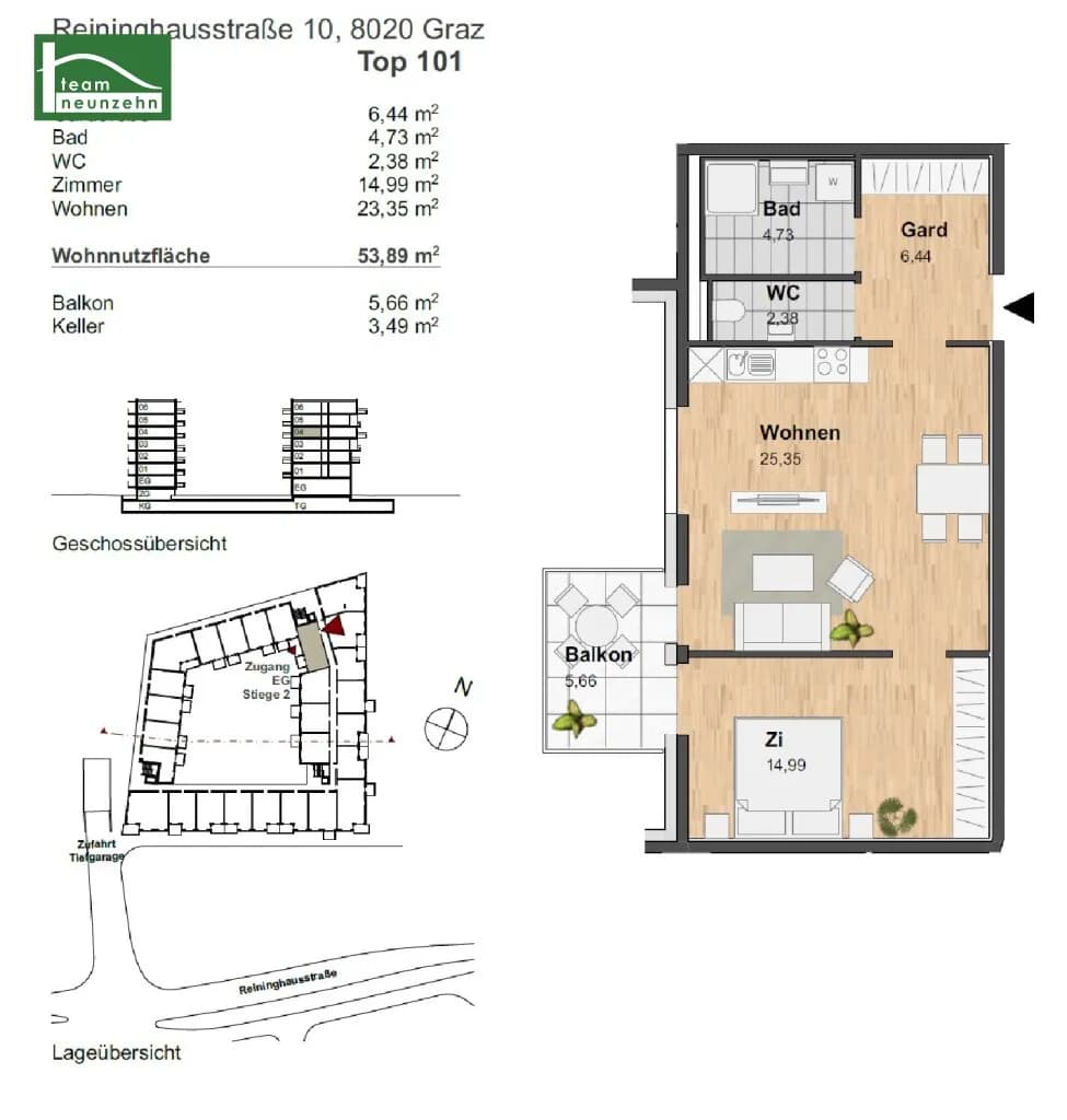 2-Zimmer-Wohnung mieten in Graz – 53,1 m², € 849 – Bild 26 von 26