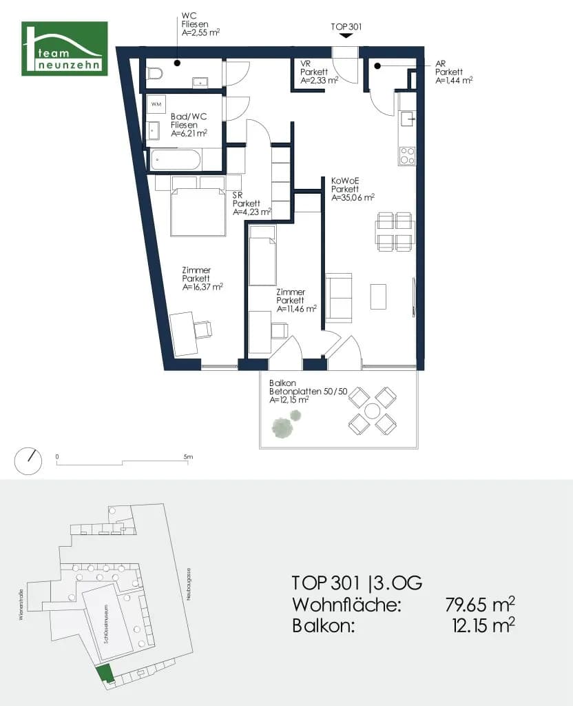 3-Zimmer-Wohnung mieten in Graz – 79,65 m², € 1.299 – Bild 25 von 25