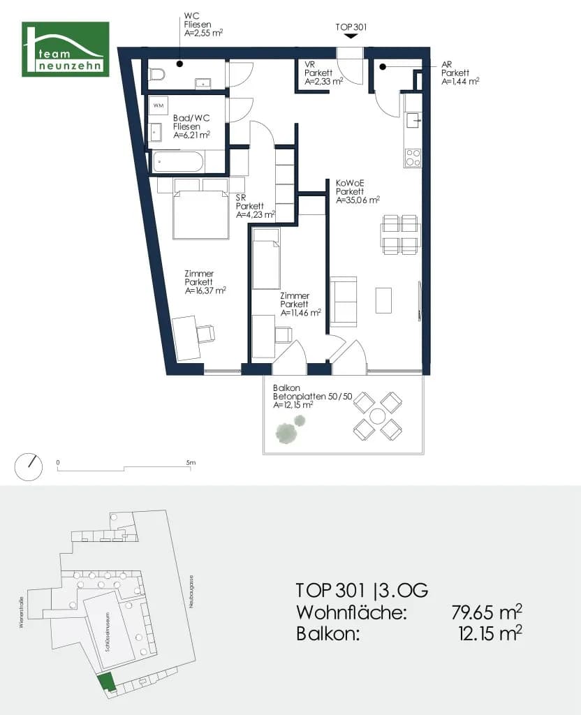 3-Zimmer-Wohnung mieten in Graz – 79,65 m², € 1.299 – Bild 25 von 25