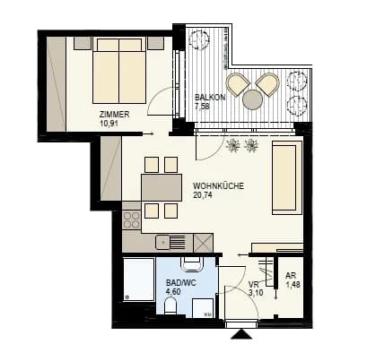 2-Zimmer-Wohnung kaufen in Wien – 40,83 m², € 423.900 – Bild 9 von 11
