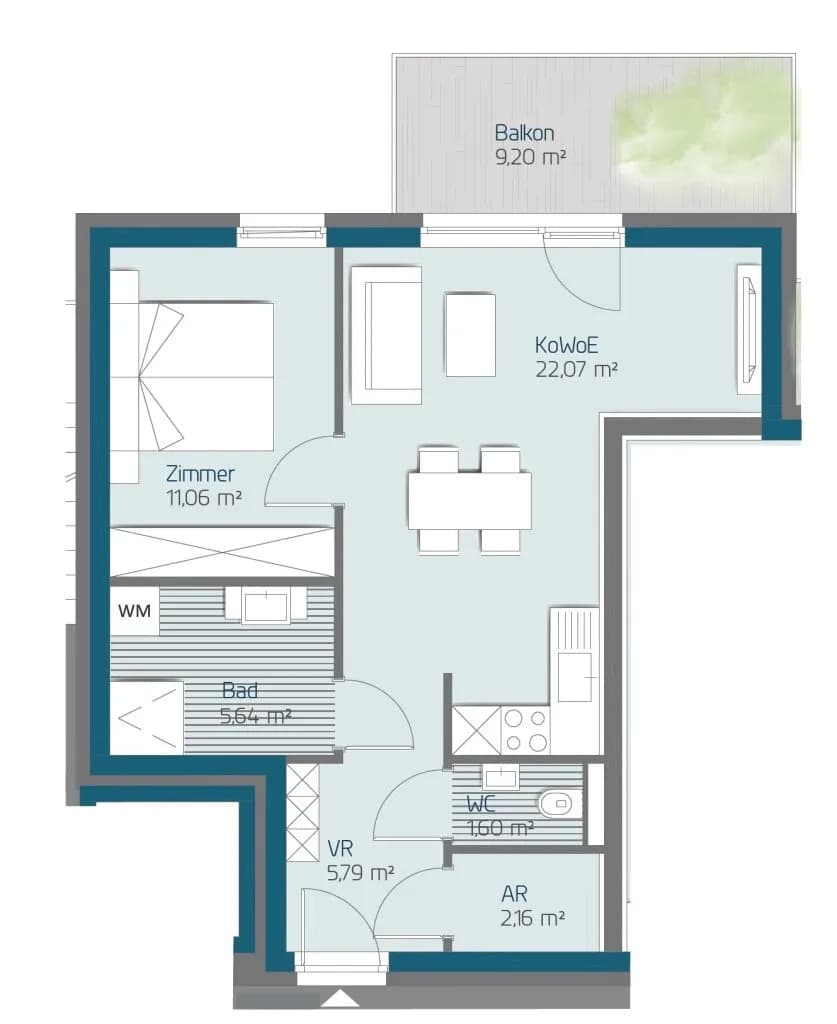 2-Zimmer-Wohnung kaufen in Graz – 48,32 m², € 169.900 – Bild 11 von 12
