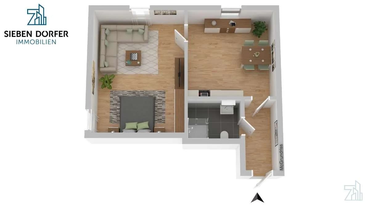 1-Zimmer-Wohnung mieten in Graz – 38,23 m², € 598 – Bild 2 von 7