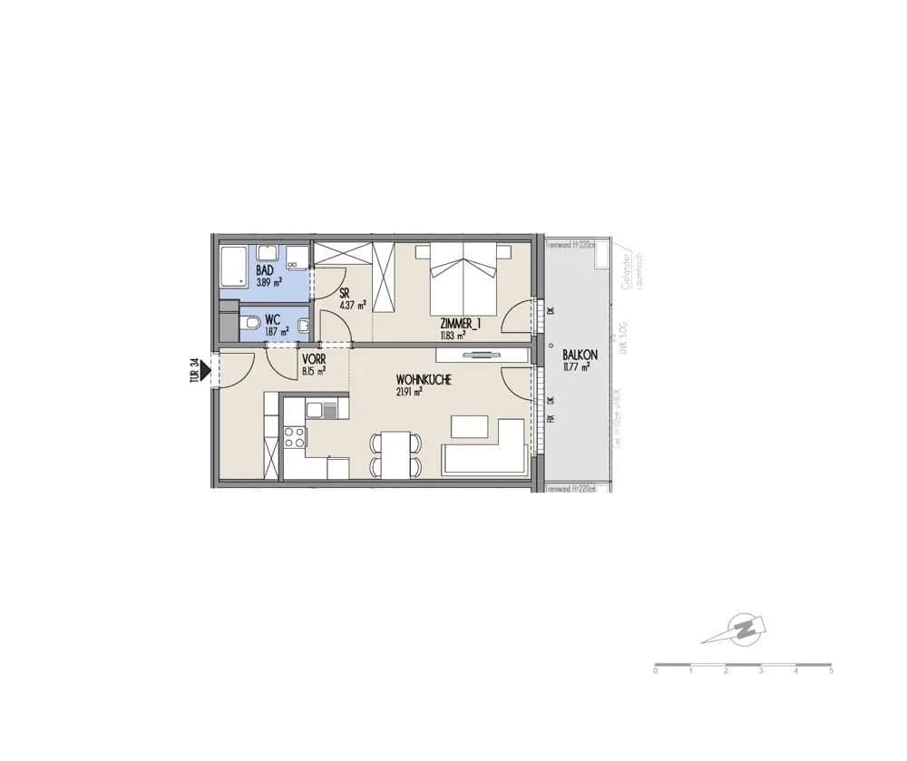 2-Zimmer-Wohnung kaufen in Wien – 51,83 m², € 304.000 – Bild 2 von 2