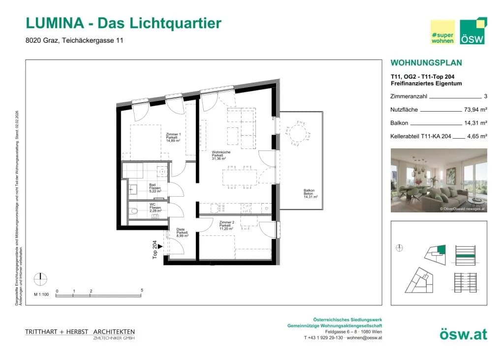 3-Zimmer-Wohnung kaufen in Graz – 73,94 m², € 330.000 – Bild 2 von 11