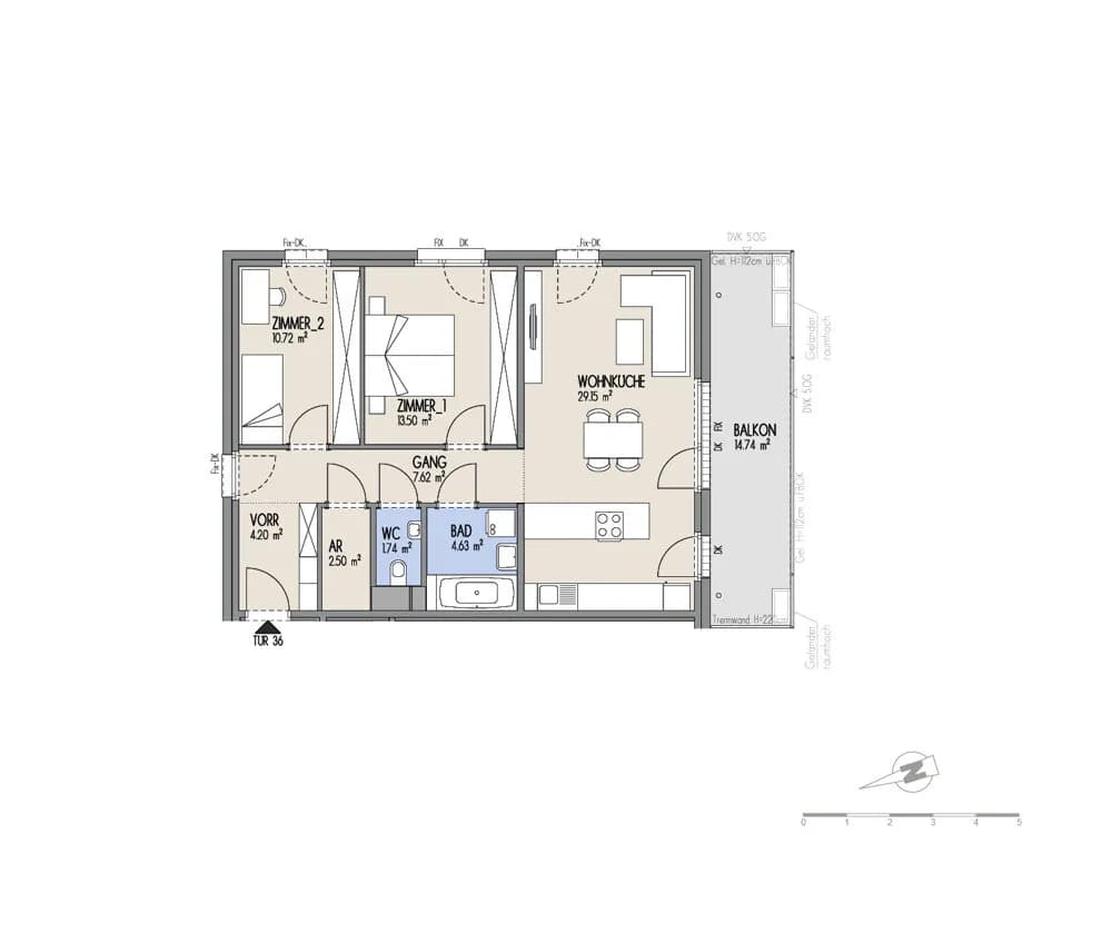 3-Zimmer-Wohnung kaufen in Wien – 74,07 m², € 467.000 – Bild 3 von 3