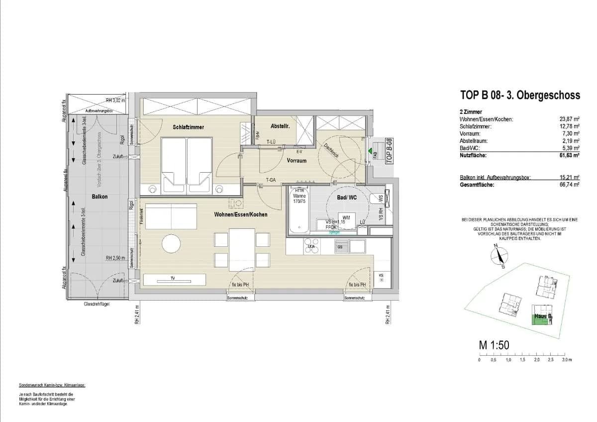 3-Zimmer-Wohnung kaufen in Salzburg Stadt – 51,53 m², € 418.416 – Bild 8 von 8