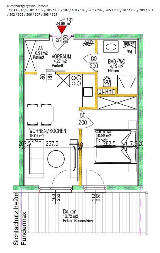 2-Zimmer-Wohnung mieten in Graz – 34,98 m², € 599 – Bild 8 von 8