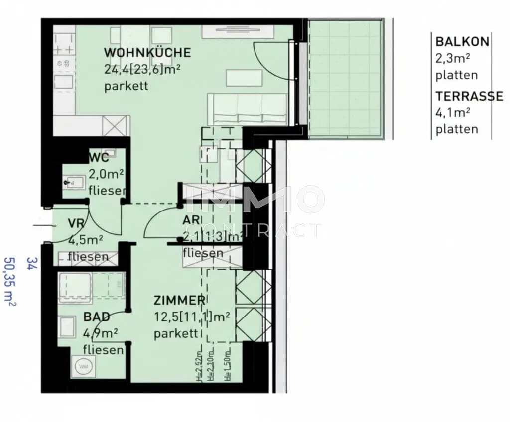2-Zimmer-Wohnung kaufen in Wien – 50,4 m², € 347.500 – Bild 11 von 11