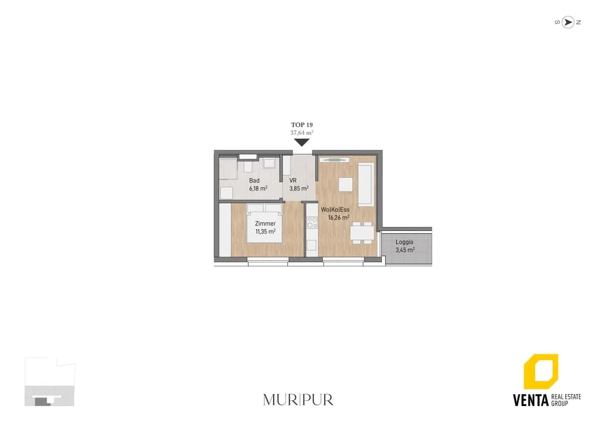 2-Zimmer-Wohnung kaufen in Graz – 37,64 m², € 198.175 – Bild 2 von 5