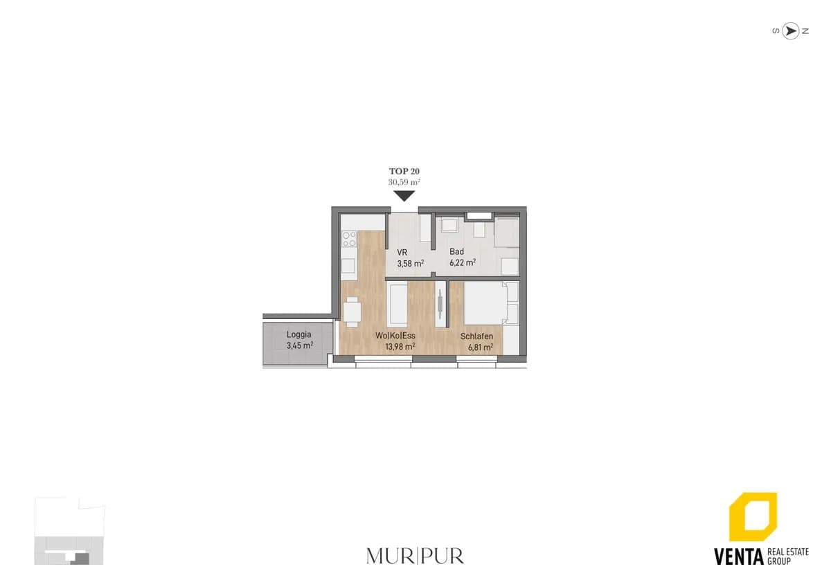 1-Zimmer-Wohnung kaufen in Graz – 30,59 m², € 169.775 – Bild 2 von 5