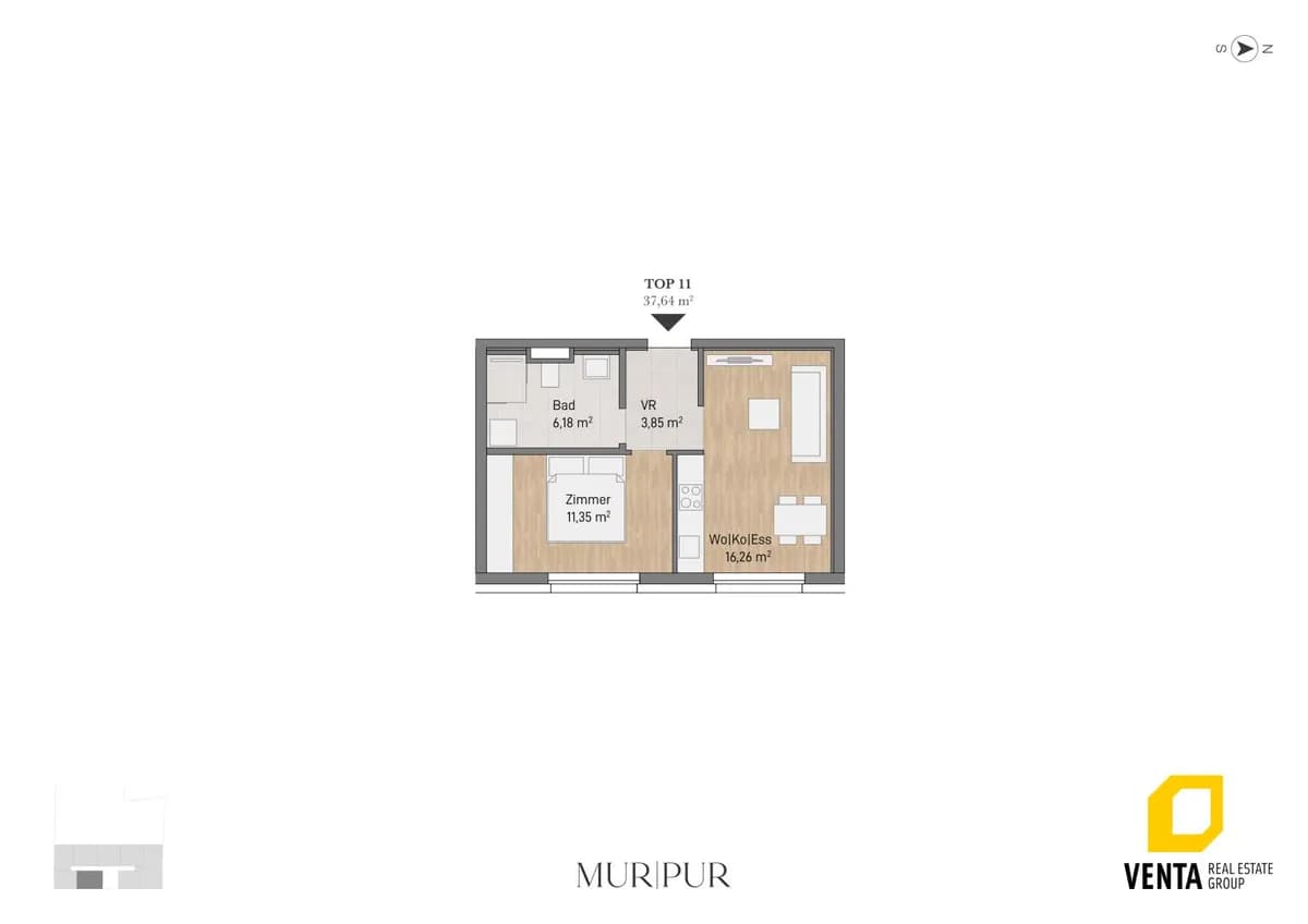 2-Zimmer-Wohnung kaufen in Graz – 31,17 m², € 184.060 – Bild 2 von 4