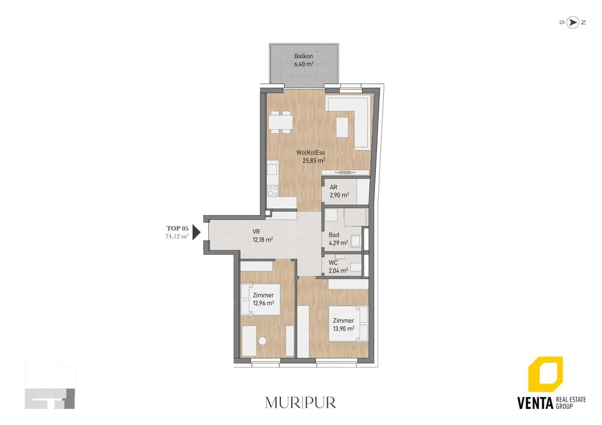 3-Zimmer-Wohnung kaufen in Graz – 74,12 m², € 375.814 – Bild 2 von 5