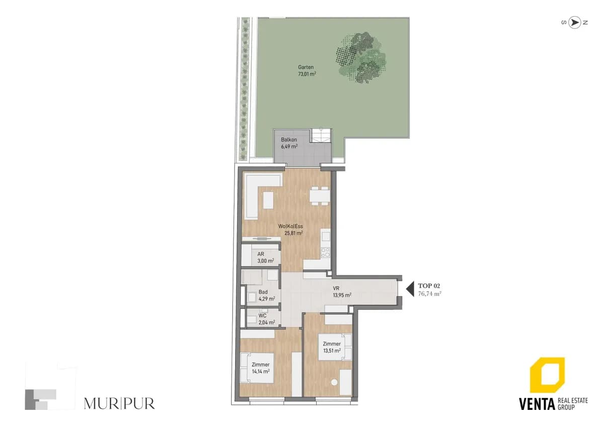 3-Zimmer-Wohnung kaufen in Graz – 76,74 m², € 455.715 – Bild 2 von 5