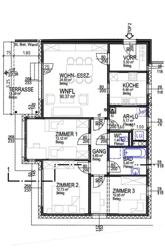 Wohnung mieten in Hollabrunn – 90,37 m², € 1.035 – Bild 3 von 3