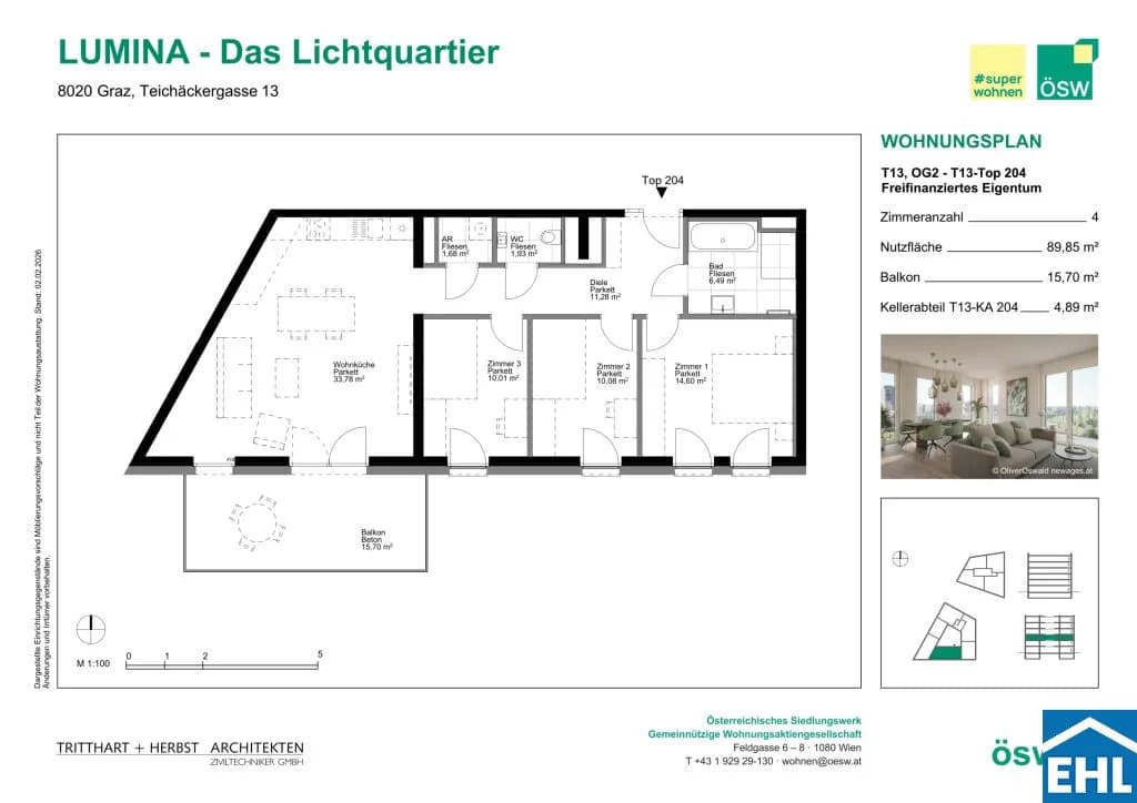 4-Zimmer-Wohnung kaufen in Graz – 89,85 m², € 418.000 – Bild 9 von 9