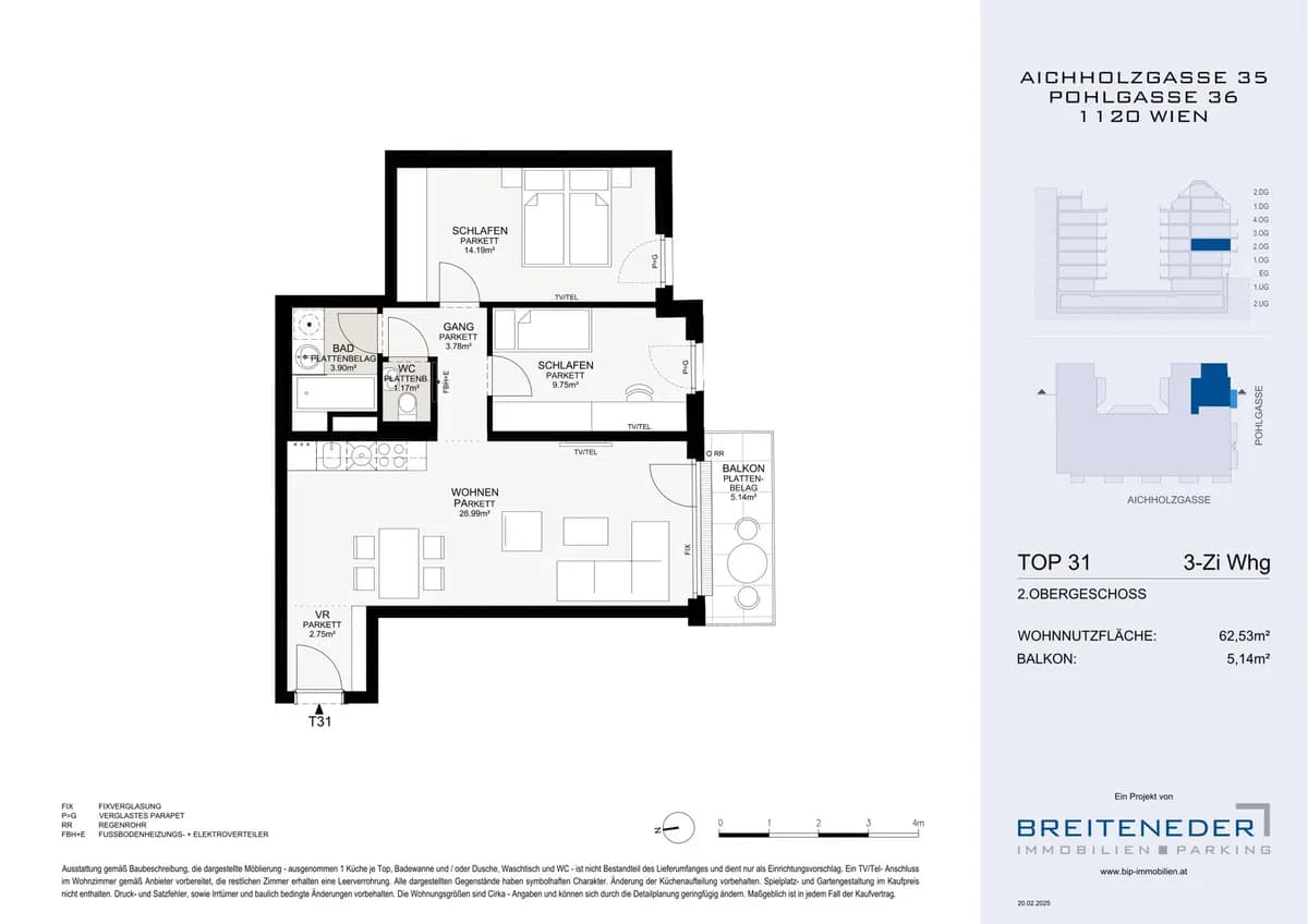 3-Zimmer-Wohnung kaufen in Wien – 62,53 m², € 450.000 – Bild 2 von 11