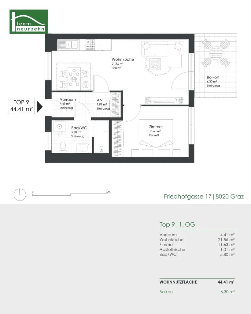 2-Zimmer-Wohnung mieten in Graz – 44,29 m², € 644 – Bild 23 von 23