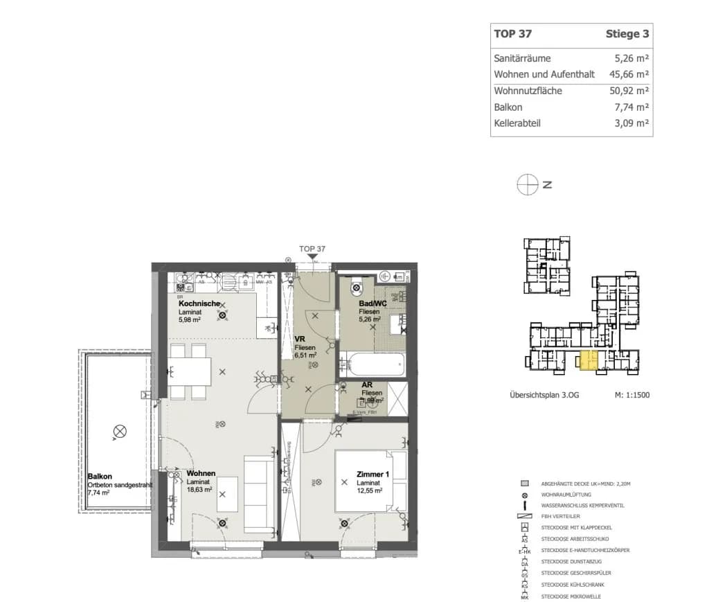 2-Zimmer-Wohnung mieten in Sankt Pölten – 50,74 m², € 644 – Bild 7 von 7