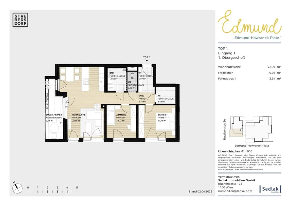 3-Zimmer-Wohnung mieten in Wien – 72,99 m², € 1.559 – Bild 3 von 7
