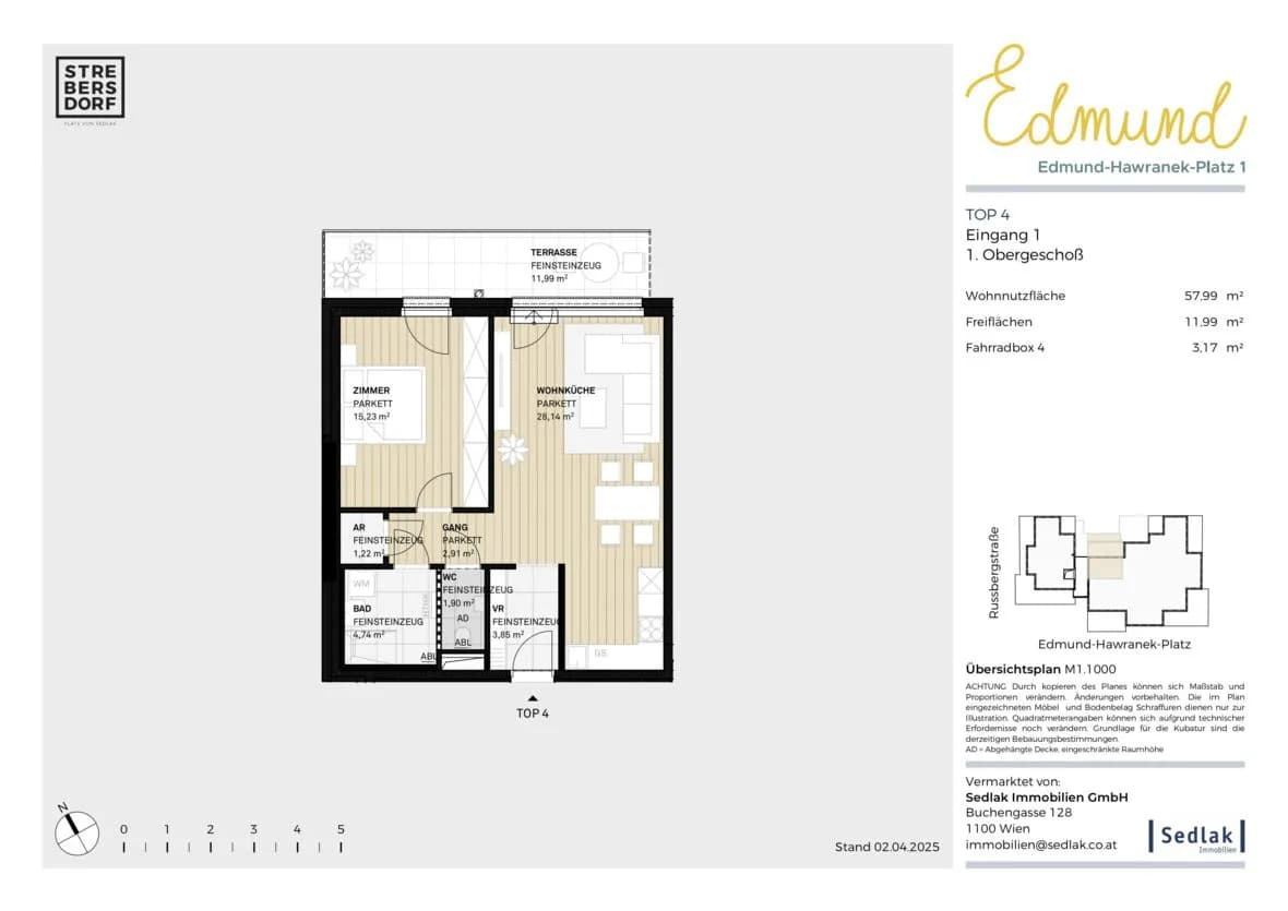 2-Zimmer-Wohnung mieten in Wien – 57,99 m², € 1.267 – Bild 4 von 9