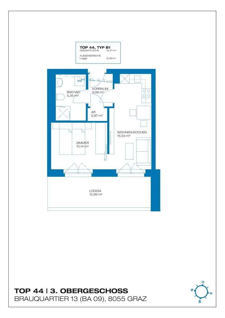2-Zimmer-Wohnung mieten in Graz – 47,57 m², € 778 – Bild 14 von 14