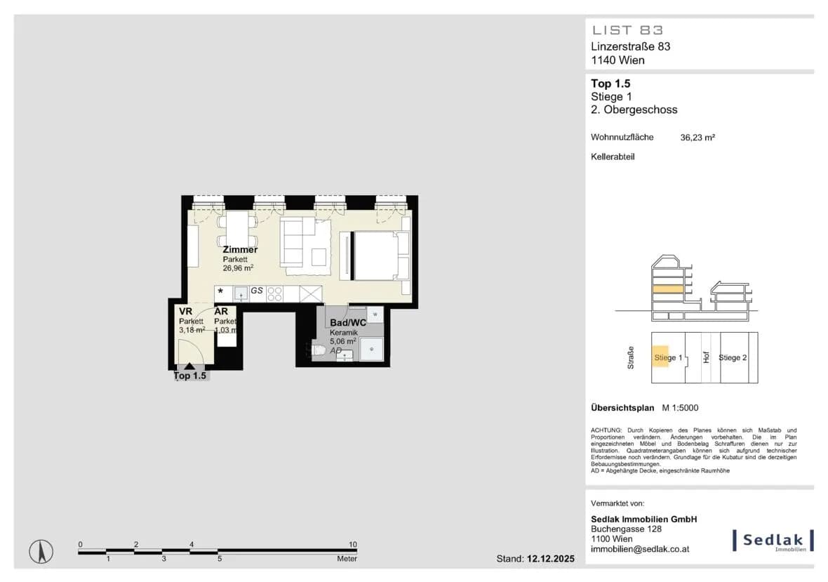 1-Zimmer-Wohnung kaufen in Wien – 36,23 m², € 235.000 – Bild 3 von 6