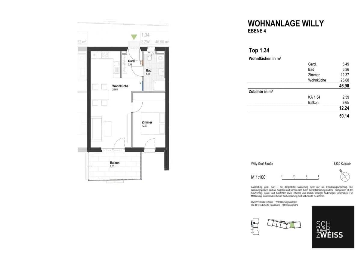 2-Zimmer-Wohnung kaufen in Kufstein – 46,55 m², € 391.000 – Bild 8 von 8
