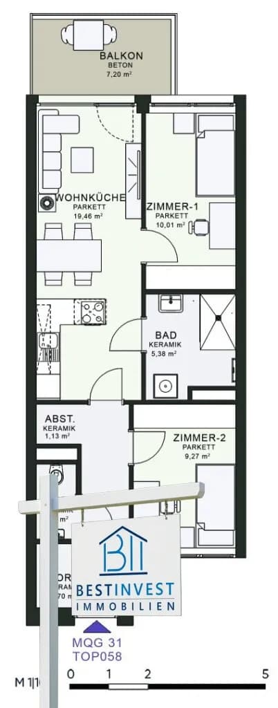 3-Zimmer-Wohnung mieten in Graz – 55 m², € 823 – Bild 11 von 11
