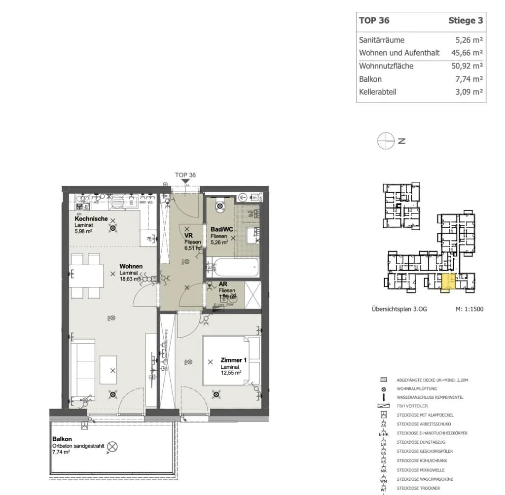 2-Zimmer-Wohnung mieten in Sankt Pölten – 50,74 m², € 644 – Bild 7 von 7