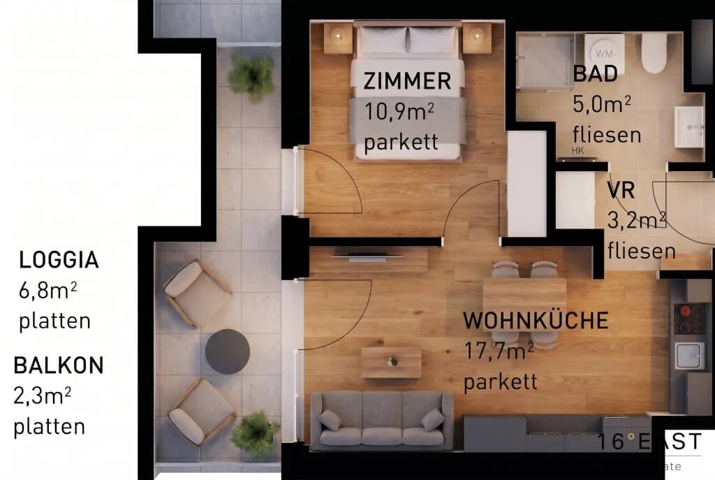 2-Zimmer-Wohnung kaufen in Wien – 36,77 m², € 265.515 – Bild 9 von 9
