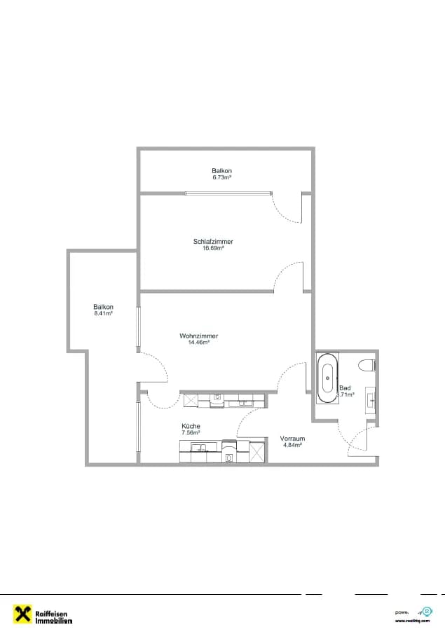 2-Zimmer-Wohnung mieten in Salzburg Stadt – 44 m², € 1.190 – Bild 5 von 5