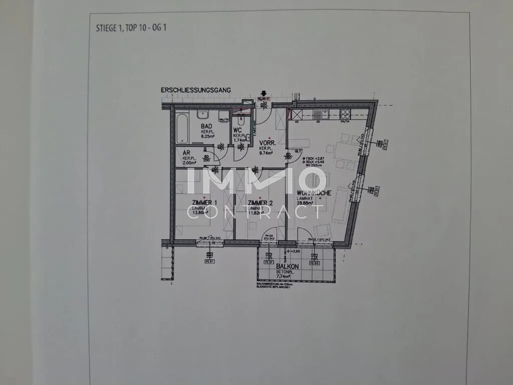 3-Zimmer-Wohnung mieten in Eisenstadt – 74,29 m², € 1.162 – Bild 13 von 15