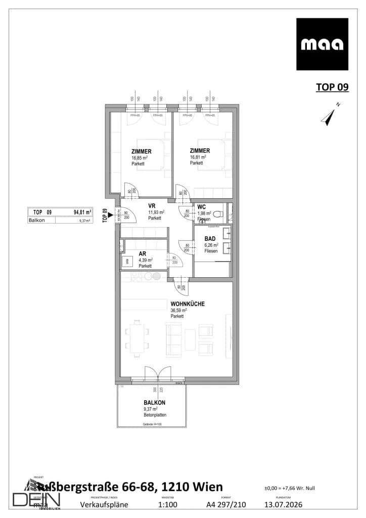 3-Zimmer-Wohnung kaufen in Wien – 94,33 m², € 555.000 – Bild 5 von 5