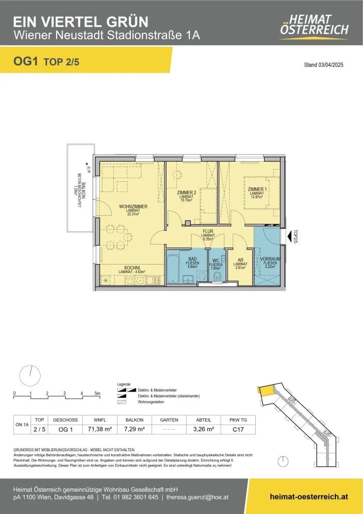 3-Zimmer-Wohnung mieten in Wiener Neustadt – 71,38 m², € 939 – Bild 28 von 34