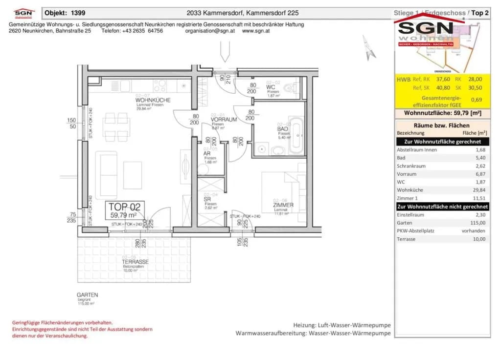2-Zimmer-Wohnung mieten in Hollabrunn – 59,79 m², € 760 – Bild 5 von 5