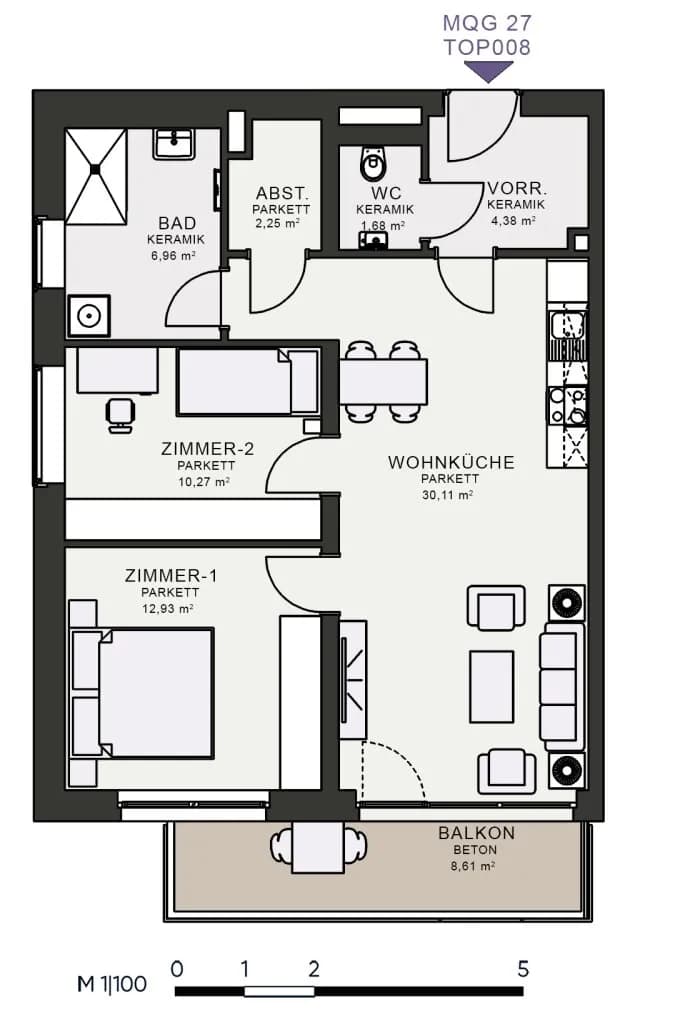 3-Zimmer-Wohnung mieten in Graz – 66,81 m², € 1.013 – Bild 6 von 6