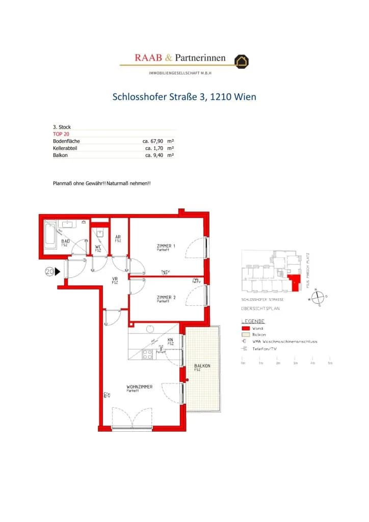 3-Zimmer-Wohnung mieten in Wien – 67,92 m², € 1.526 – Bild 14 von 14