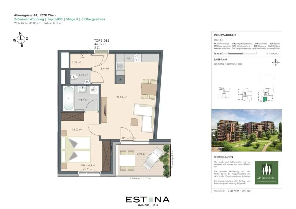 2-Zimmer-Wohnung kaufen in Wien – 46,03 m², € 378.325 – Bild 15 von 16