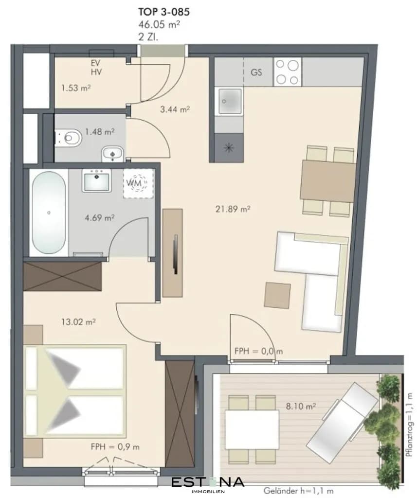 2-Zimmer-Wohnung kaufen in Wien – 46,03 m², € 378.325 – Bild 16 von 16