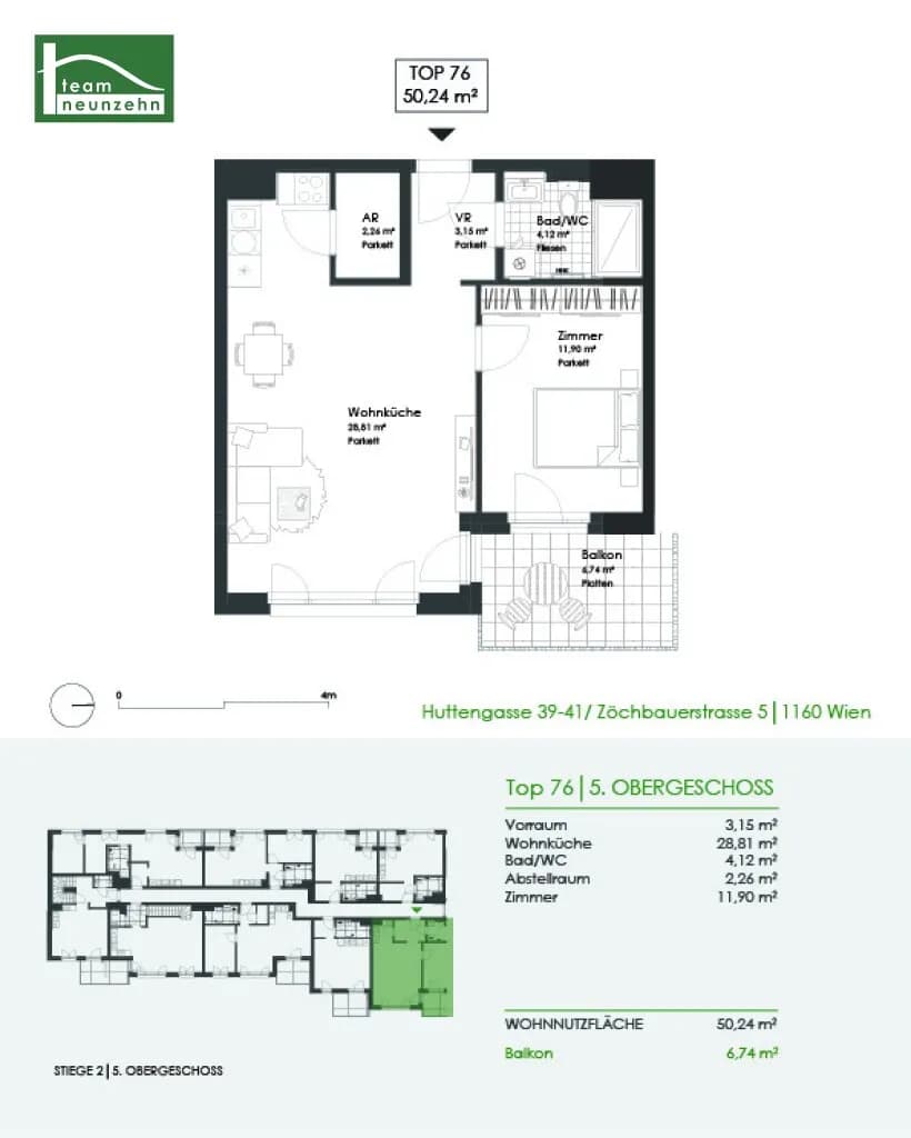 2-Zimmer-Wohnung mieten in Wien – 50,24 m², € 1.089 – Bild 14 von 14