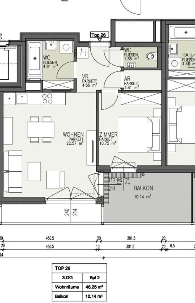 2-Zimmer-Wohnung mieten in Wien – 46,22 m², € 1.099 – Bild 16 von 16