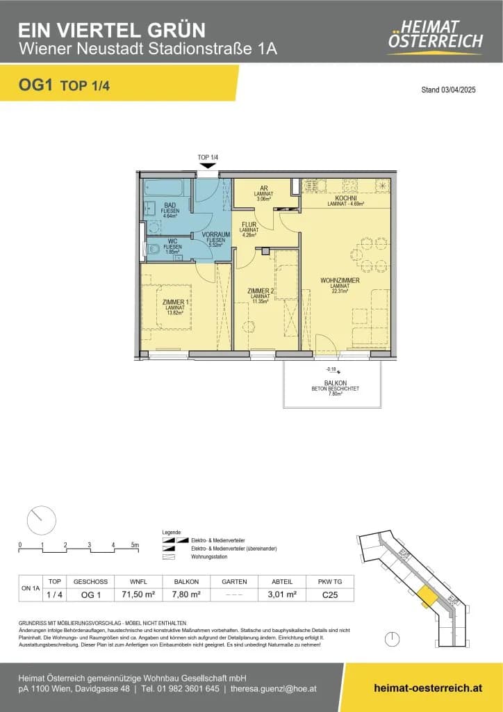 3-Zimmer-Wohnung mieten in Wiener Neustadt – 71,29 m², € 941 – Bild 29 von 35
