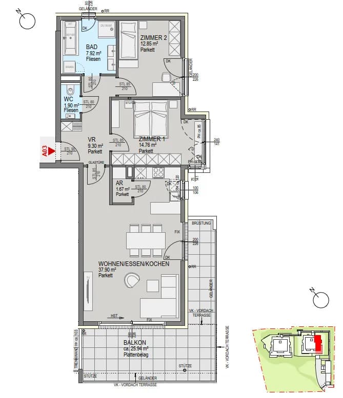 3-Zimmer-Wohnung kaufen in Graz – 86,3 m², € 615.000 – Bild 4 von 6