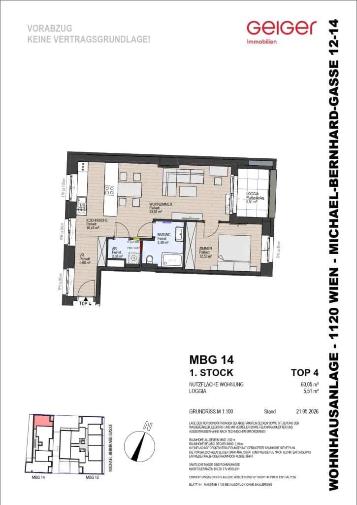 2-Zimmer-Wohnung kaufen in Wien – 60,05 m², € 439.000 – Bild 2 von 9