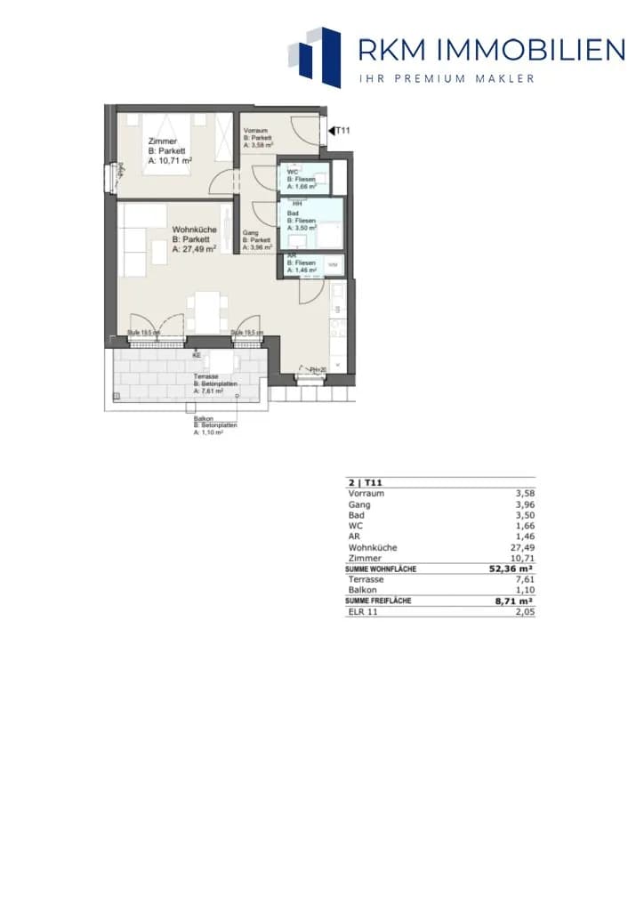 2-Zimmer-Wohnung kaufen in Wien – 52,36 m², € 340.000 – Bild 9 von 9