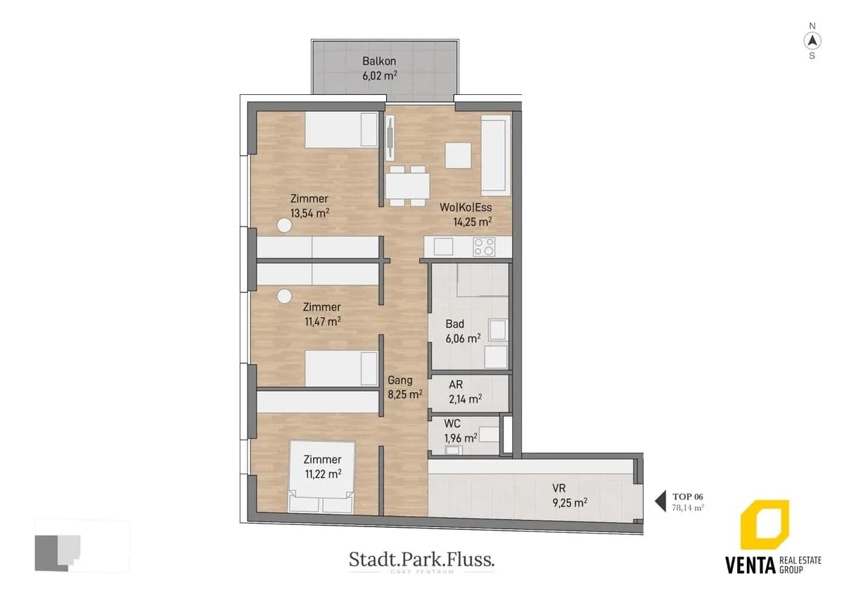 4-Zimmer-Wohnung kaufen in Graz – 78,14 m², € 429.098