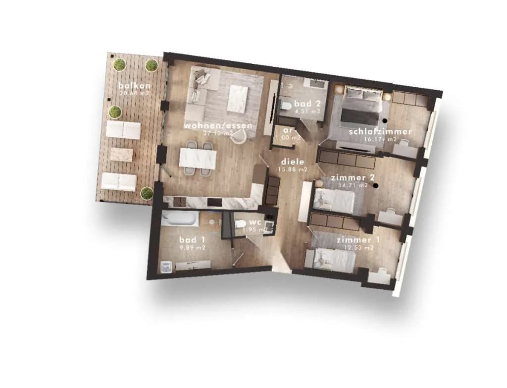 4-Zimmer-Wohnung kaufen in Villach – 113,7 m², € 530.000 – Bild 3 von 12