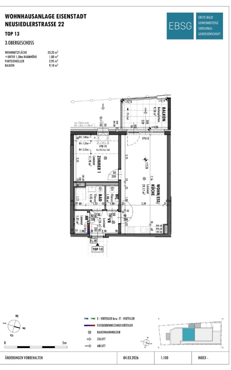 2-Zimmer-Wohnung mieten in Eisenstadt – 53,33 m², € 770 – Bild 3 von 3