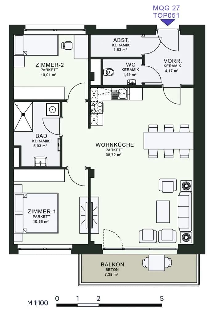 3-Zimmer-Wohnung mieten in Graz – 80,4 m², € 1.252 – Bild 6 von 6
