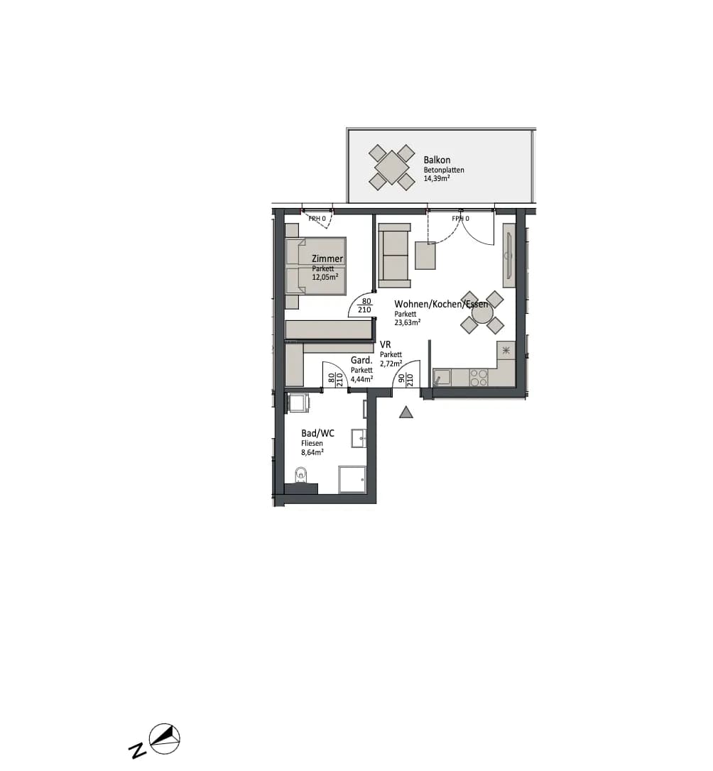 2-Zimmer-Wohnung kaufen in Villach – 51,48 m², € 203.900 – Bild 2 von 4
